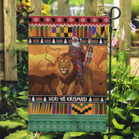 Kenya Safari Christmas Garden Flag Black Santa Riding Lion - Heri ya Krismasi - Wonder Print Shop