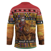 Kenya Safari Christmas Hockey Jersey Black Santa Riding Lion - Heri ya Krismasi - Wonder Print Shop