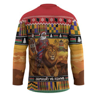 Kenya Safari Christmas Hockey Jersey Black Santa Riding Lion - Heri ya Krismasi - Wonder Print Shop