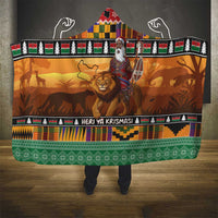 Kenya Safari Christmas Hooded Blanket Black Santa Riding Lion - Heri ya Krismasi - Wonder Print Shop