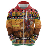 Kenya Safari Christmas Hoodie Black Santa Riding Lion - Heri ya Krismasi - Wonder Print Shop