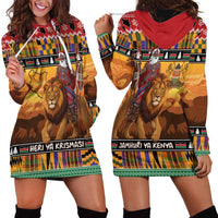 Kenya Safari Christmas Hoodie Dress Black Santa Riding Lion - Heri ya Krismasi - Wonder Print Shop