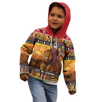 Kenya Safari Christmas Kid Hoodie Black Santa Riding Lion - Heri ya Krismasi - Wonder Print Shop