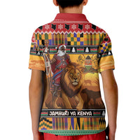 Kenya Safari Christmas Kid Polo Shirt Black Santa Riding Lion - Heri ya Krismasi - Wonder Print Shop