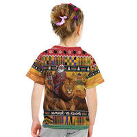 Kenya Safari Christmas Kid T Shirt Black Santa Riding Lion - Heri ya Krismasi - Wonder Print Shop