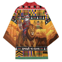 Kenya Safari Christmas Kimono Black Santa Riding Lion - Heri ya Krismasi - Wonder Print Shop