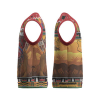 Kenya Safari Christmas Knitted V-Neck Vest Black Santa Riding Lion - Heri ya Krismasi - Wonder Print Shop