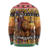 Kenya Safari Christmas Long Sleeve Shirt Black Santa Riding Lion - Heri ya Krismasi - Wonder Print Shop