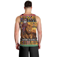 Kenya Safari Christmas Men Tank Top Black Santa Riding Lion - Heri ya Krismasi - Wonder Print Shop
