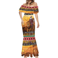Kenya Safari Christmas Mermaid Dress Black Santa Riding Lion - Heri ya Krismasi - Wonder Print Shop
