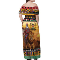 Kenya Safari Christmas Off Shoulder Maxi Dress Black Santa Riding Lion - Heri ya Krismasi - Wonder Print Shop