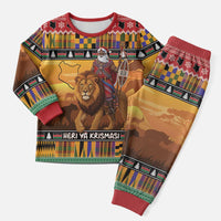 Kenya Safari Christmas Pajama Set Black Santa Riding Lion - Heri ya Krismasi - Wonder Print Shop