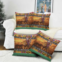 Kenya Safari Christmas Pillow Cover Black Santa Riding Lion - Heri ya Krismasi - Wonder Print Shop