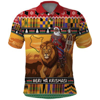 Kenya Safari Christmas Polo Shirt Black Santa Riding Lion - Heri ya Krismasi - Wonder Print Shop
