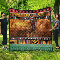 Kenya Safari Christmas Quilt Black Santa Riding Lion - Heri ya Krismasi - Wonder Print Shop