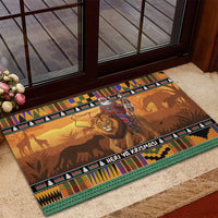 Kenya Safari Christmas Rubber Doormat Black Santa Riding Lion - Heri ya Krismasi - Wonder Print Shop
