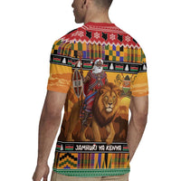Kenya Safari Christmas Rugby Jersey Black Santa Riding Lion - Heri ya Krismasi - Wonder Print Shop