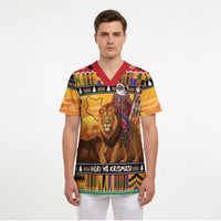 Kenya Safari Christmas Scrub Top Black Santa Riding Lion - Heri ya Krismasi - Wonder Print Shop