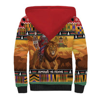 Kenya Safari Christmas Sherpa Hoodie Black Santa Riding Lion - Heri ya Krismasi - Wonder Print Shop
