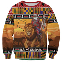 Kenya Safari Christmas Sweatshirt Black Santa Riding Lion - Heri ya Krismasi - Wonder Print Shop