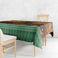 Kenya Safari Christmas Tablecloth Black Santa Riding Lion - Heri ya Krismasi - Wonder Print Shop