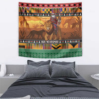 Kenya Safari Christmas Tapestry Black Santa Riding Lion - Heri ya Krismasi - Wonder Print Shop