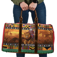 Kenya Safari Christmas Travel Bag Black Santa Riding Lion - Heri ya Krismasi - Wonder Print Shop