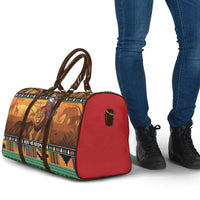 Kenya Safari Christmas Travel Bag Black Santa Riding Lion - Heri ya Krismasi - Wonder Print Shop