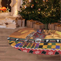 Kenya Safari Christmas Tree Skirt Black Santa Riding Lion - Heri ya Krismasi - Wonder Print Shop