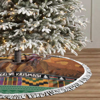 Kenya Safari Christmas Tree Skirt Black Santa Riding Lion - Heri ya Krismasi - Wonder Print Shop