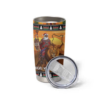Kenya Safari Christmas Tumbler Cup Black Santa Riding Lion - Heri ya Krismasi - Wonder Print Shop