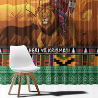 Kenya Safari Christmas Window Curtain Black Santa Riding Lion - Heri ya Krismasi - Wonder Print Shop