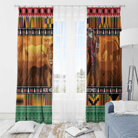 Kenya Safari Christmas Window Curtain Black Santa Riding Lion - Heri ya Krismasi - Wonder Print Shop