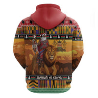 Kenya Safari Christmas Zip Hoodie Black Santa Riding Lion - Heri ya Krismasi - Wonder Print Shop