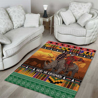 Kenya Safari Christmas Area Rug Black Santa Riding Rhinoceros - Heri ya Krismasi - Wonder Print Shop