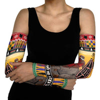 Kenya Safari Christmas Arm Sleeves Black Santa Riding Rhinoceros - Heri ya Krismasi - Wonder Print Shop