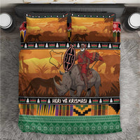 Kenya Safari Christmas Bedding Set Black Santa Riding Rhinoceros - Heri ya Krismasi - Wonder Print Shop