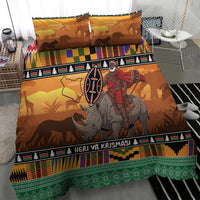 Kenya Safari Christmas Bedding Set Black Santa Riding Rhinoceros - Heri ya Krismasi - Wonder Print Shop