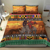 Kenya Safari Christmas Bedding Set Black Santa Riding Rhinoceros - Heri ya Krismasi - Wonder Print Shop