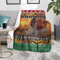 Kenya Safari Christmas Blanket Black Santa Riding Rhinoceros - Heri ya Krismasi - Wonder Print Shop