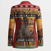 Kenya Safari Christmas Blazer Black Santa Riding Rhinoceros - Heri ya Krismasi - Wonder Print Shop