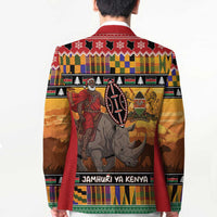 Kenya Safari Christmas Blazer Black Santa Riding Rhinoceros - Heri ya Krismasi - Wonder Print Shop