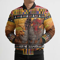 Kenya Safari Christmas Bomber Puffer Jacket Black Santa Riding Rhinoceros - Heri ya Krismasi - Wonder Print Shop