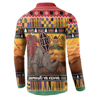 Kenya Safari Christmas Button Sweatshirt Black Santa Riding Rhinoceros - Heri ya Krismasi - Wonder Print Shop
