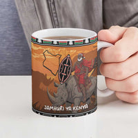 Kenya Safari Christmas Ceramic Mug Black Santa Riding Rhinoceros - Heri ya Krismasi - Wonder Print Shop