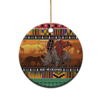 Kenya Safari Christmas Ceramic Ornament Black Santa Riding Rhinoceros - Heri ya Krismasi - Wonder Print Shop