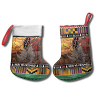 Kenya Safari Christmas Stocking Black Santa Riding Rhinoceros - Heri ya Krismasi - Wonder Print Shop