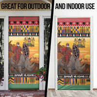 Kenya Safari Christmas Door Cover Black Santa Riding Rhinoceros - Heri ya Krismasi - Wonder Print Shop
