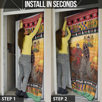 Kenya Safari Christmas Door Cover Black Santa Riding Rhinoceros - Heri ya Krismasi - Wonder Print Shop