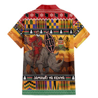 Kenya Safari Christmas Family Matching Mermaid Dress and Hawaiian Shirt Black Santa Riding Rhinoceros - Heri ya Krismasi - Wonder Print Shop
